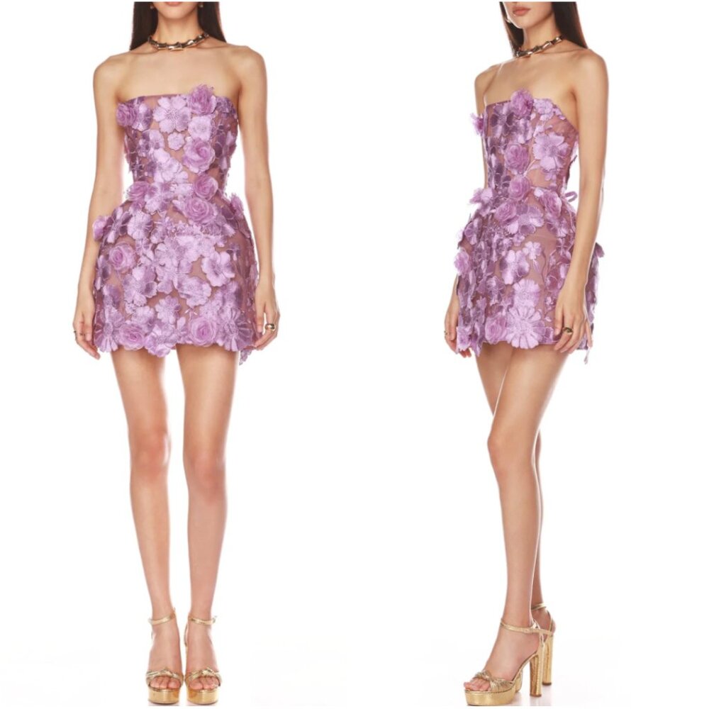 Bronx and Banco Jasmine Maraya Strapless Mini Dress XSmall Lilac Lavender Cockta - Picture 3 of 12